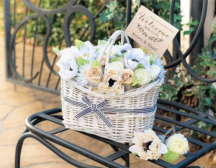 愛をこめて花束を!(ビアンカ）30個セット17380円　単品追加（ドラジェ2個）313円　・サイズ約240☓250☓160mm　・ドラジェ2個☓30個・バスケット付