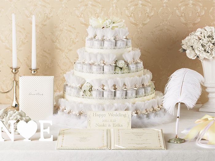 レースデコレーション43個セット(ホワイト)28600円：サイズ450ｘ450ｘ480mm：ハートクッキー(バニラ) :3枚x43個：レースデコレーション　追加1個345円