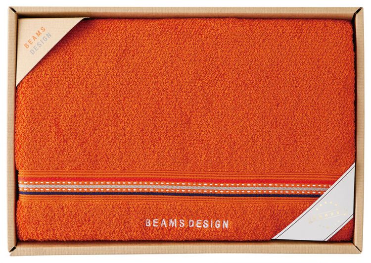BEAMS DESIGN ラインドット バスタオル（オレンジ）￥3300（税込み）120☓60㎝