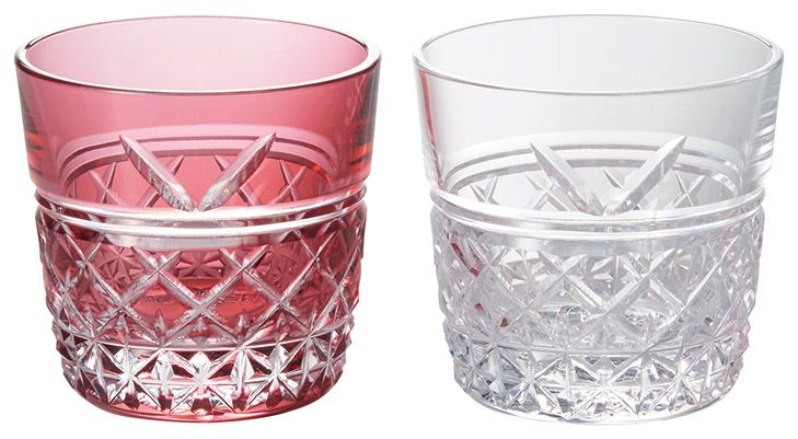 KAGAMI 江戸切子 ペア冷酒杯「結」￥11000（税込み）径6.6&times;H6.7㎝ 120ml